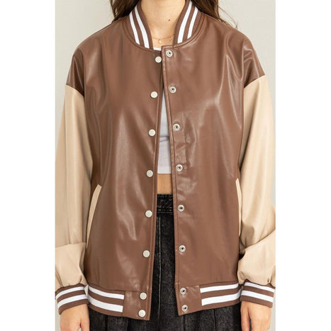 HYFVE Game On PU Colorblock Baseball Jacket