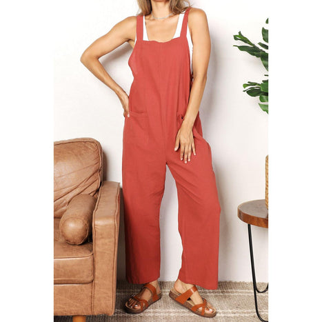 Double Take Wide Leg Overalls with Front Pockets