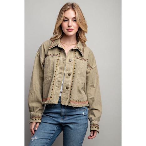 EMBROIDERED WASH COTTON JACKET