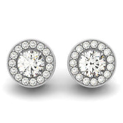Bids.com 14k White Gold Round Diamond Halo Milgrain Border Earrings (3/4 cttw) Earrings