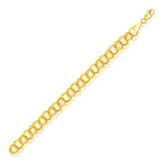 Bids.com 8.0 mm 14k Yellow Gold Solid Double Link Charm Bracelet Bracelets
