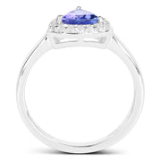 Bids.com 1.02 Carat Genuine Tanzanite and White Topaz .925 Sterling Silver Ring Rings