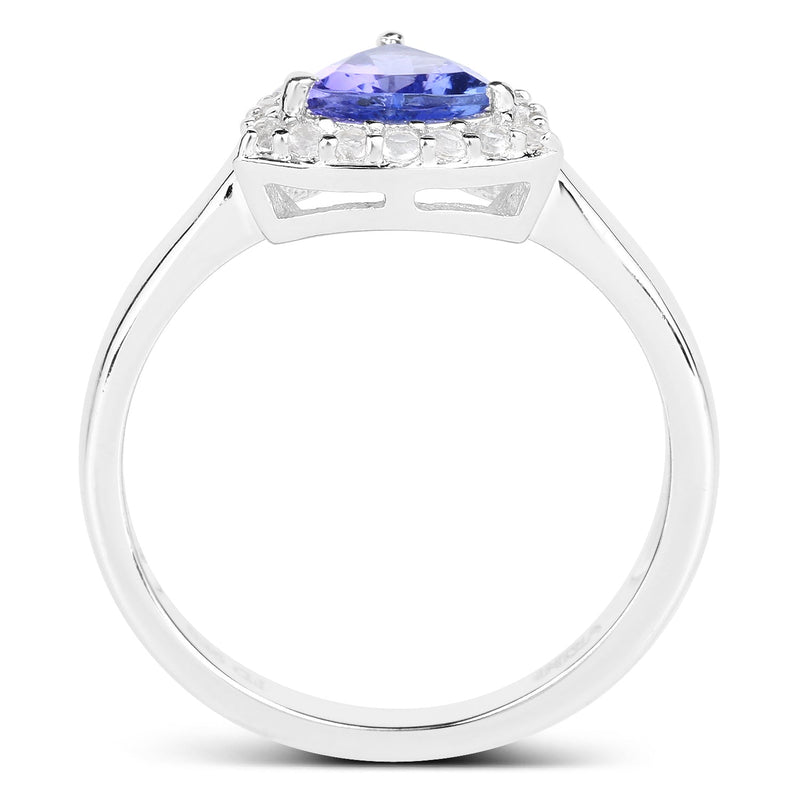 Bids.com 1.02 Carat Genuine Tanzanite and White Topaz .925 Sterling Silver Ring Rings