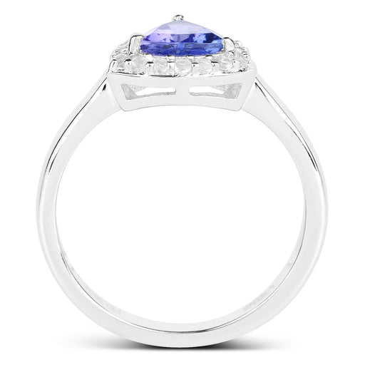 Bids.com 1.02 Carat Genuine Tanzanite and White Topaz .925 Sterling Silver Ring Rings