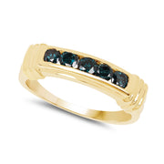 Bids.com 14K Yellow Gold Plated 0.50 Carat Genuine Blue Diamond .925 Sterling Silver Ring Rings