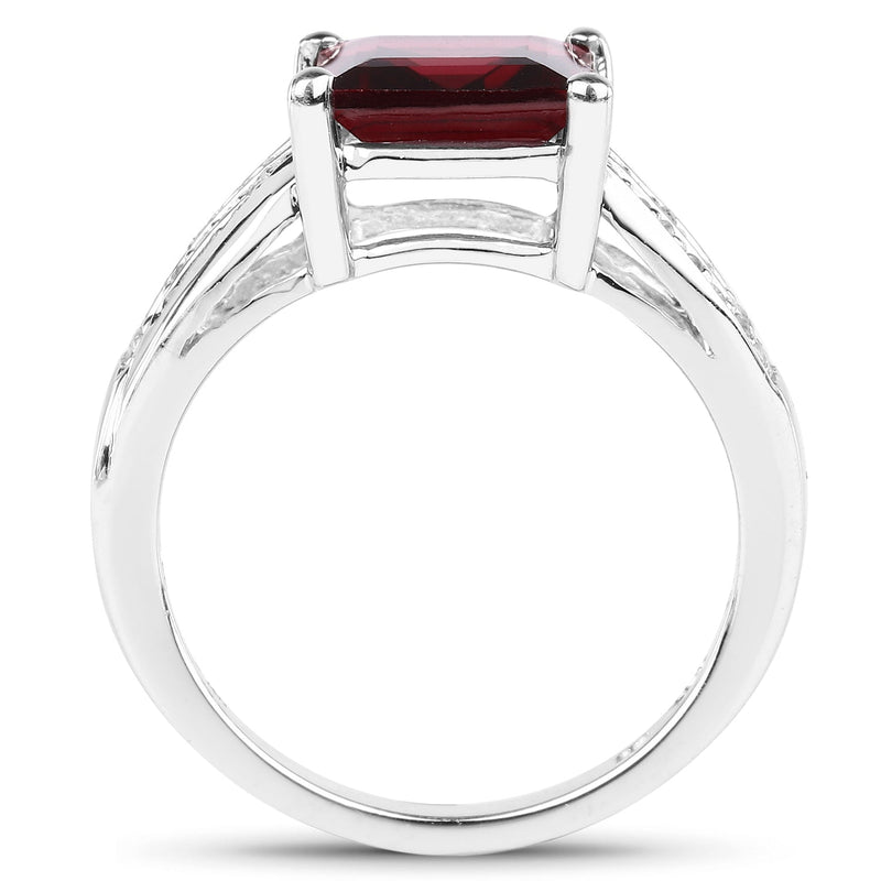 Bids.com 2.99 Carat Genuine Garnet and White Topaz .925 Sterling Silver Ring Rings