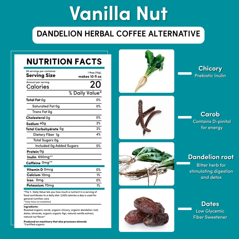 Teeccino Dandelion Vanilla Nut Herbal Coffee Herbal Coffee