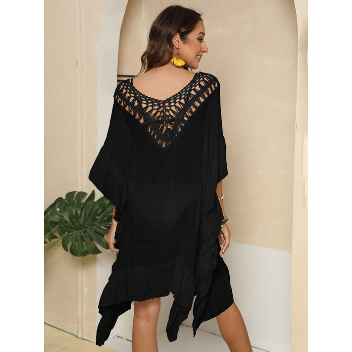 Cutout Ruffled Half Sleeve Cover-Up