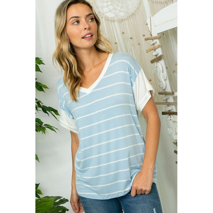 Big Stripe Jersey Mixed Boxy Top