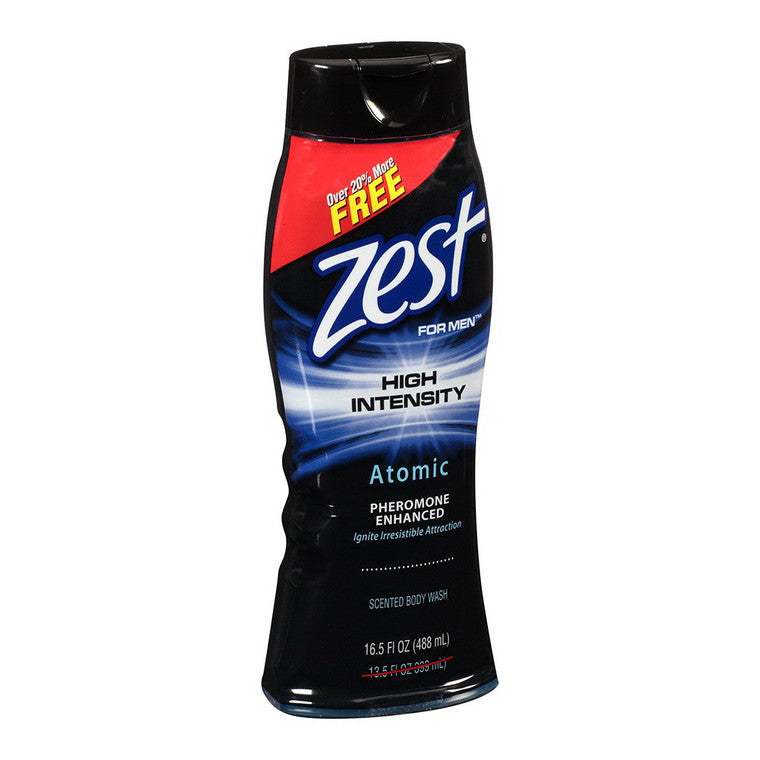 Zest Zest For Men High Intensity Atomic Scented Body Wash 16.5 Fl. Oz. Bottle Body Wash Black