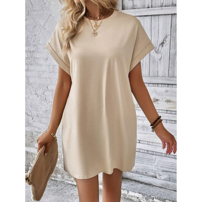 Pocketed Round Neck Short Sleeve Dress