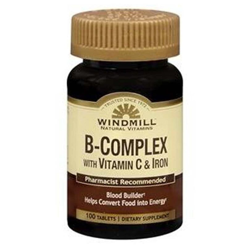 Windmill Windmill® Vitamin B-Complex with Vitamin C & Iron - Energy & Vitality - 100 Tablets Vitamins & Supplements