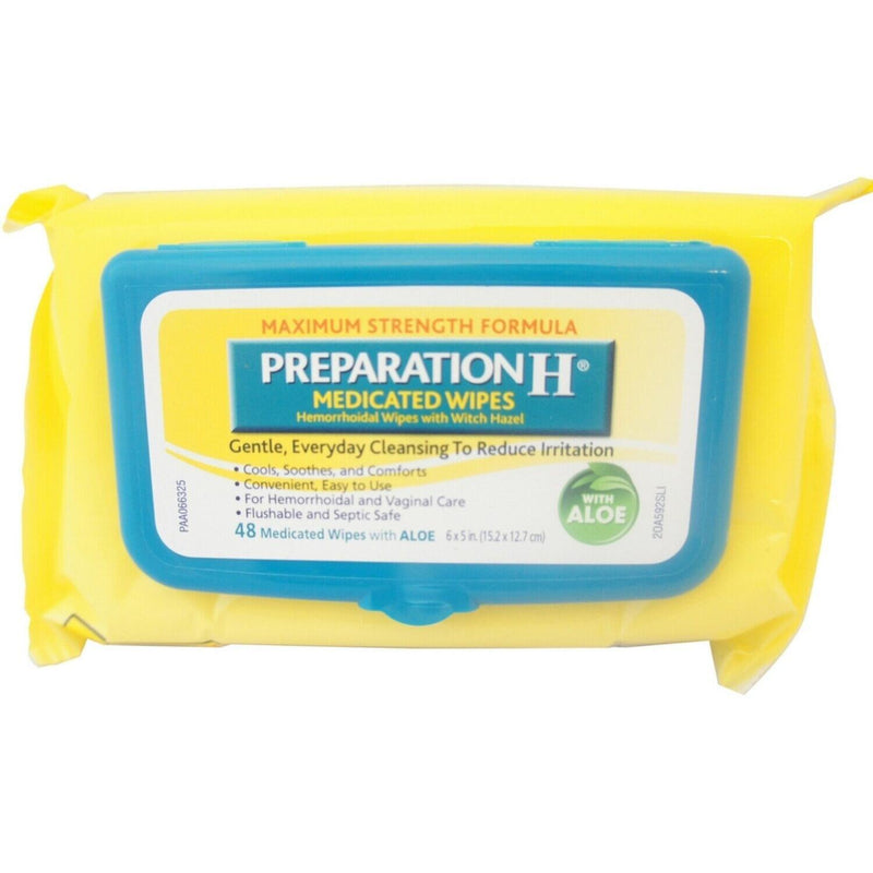Preparation H Preparation H Hemorrhoidal Wipes, With Witch Hazel, Medicated, Maximum Strength Formula Health & Beauty