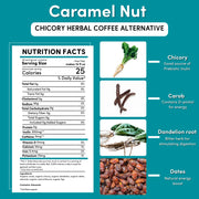 Teeccino Dandelion Caramel Nut Chicory Herbal Coffee Herbal Coffee Dark Cyan 10 ounce ground,500g ground,5lb ground,Trial Size