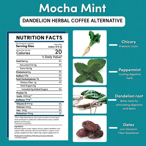 Teeccino Dandelion Mocha Mint Herbal Coffee Herbal Coffee