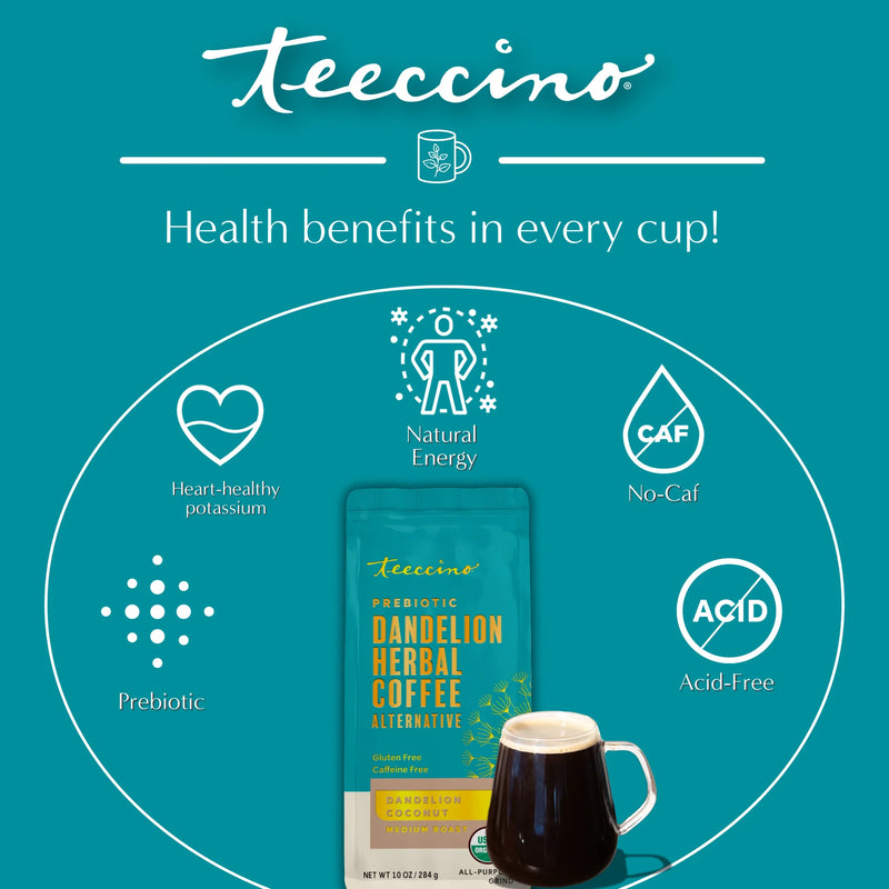 Teeccino Dandelion Coconut Herbal Coffee Herbal Coffee