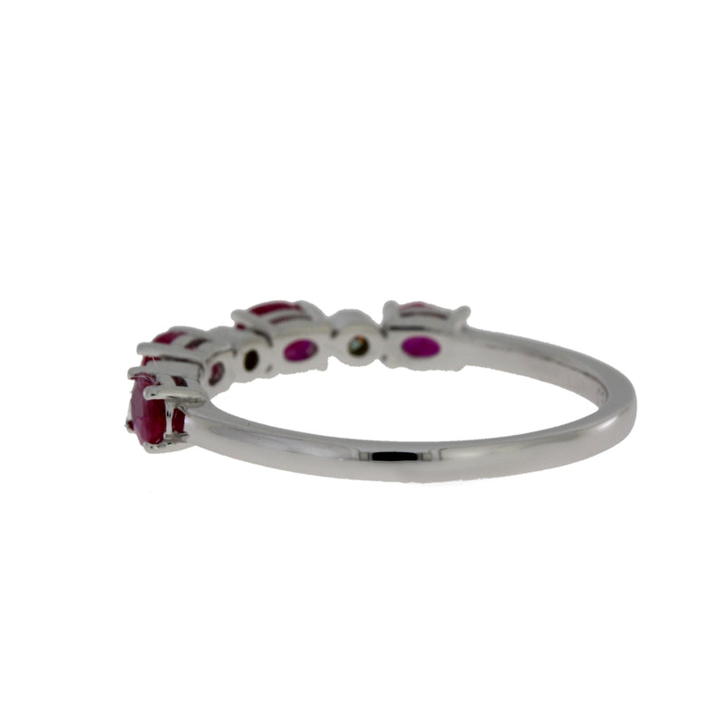 Bids.com 1.08ct Ruby Diamond Fashion band rings 14KT White Gold Rings