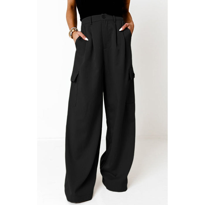 Ruched Wide Leg Pants with Pockets