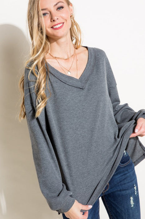 Plus Waffle High Low Boxy Top