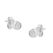 Bids.com 10K White Gold 0.15 Cttw Round Brilliant-Cut Near Colorless Diamond Bezel-Set Stud Earrings (H-I Color, I1-I2 Clarity) Earrings
