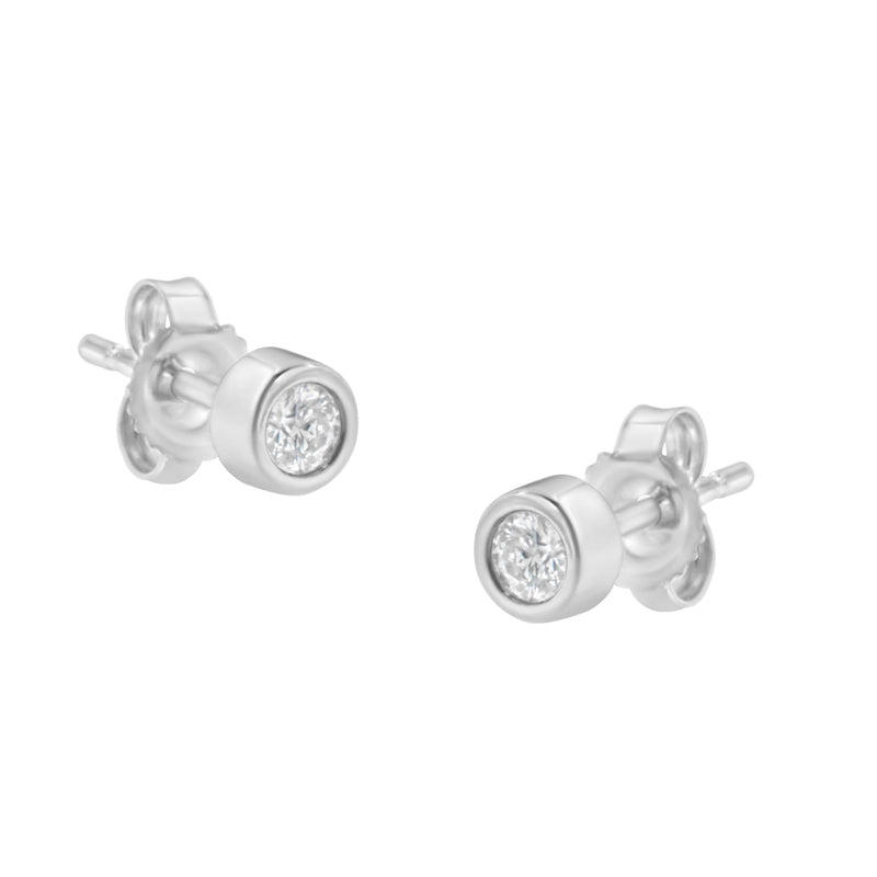 Bids.com 10K White Gold 0.15 Cttw Round Brilliant-Cut Near Colorless Diamond Bezel-Set Stud Earrings (H-I Color, I1-I2 Clarity) Earrings