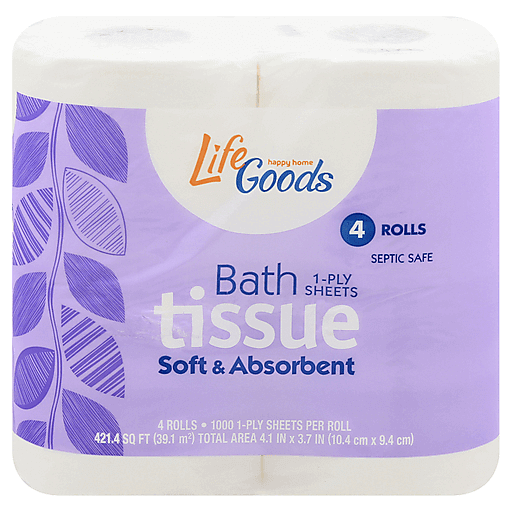 Life Goods 1 Ply Soft & Absorbent Bath Tissue