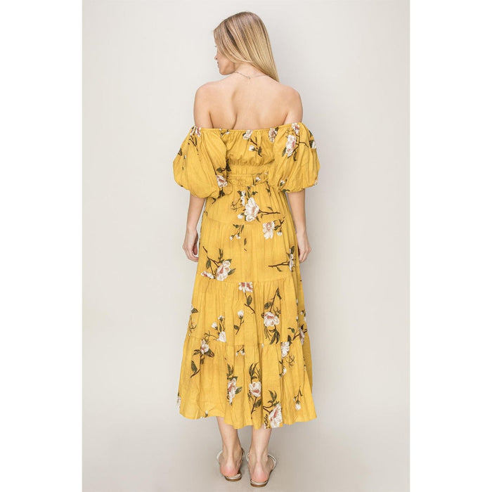 HYFVE Floral Puff Sleeve Tiered Dress