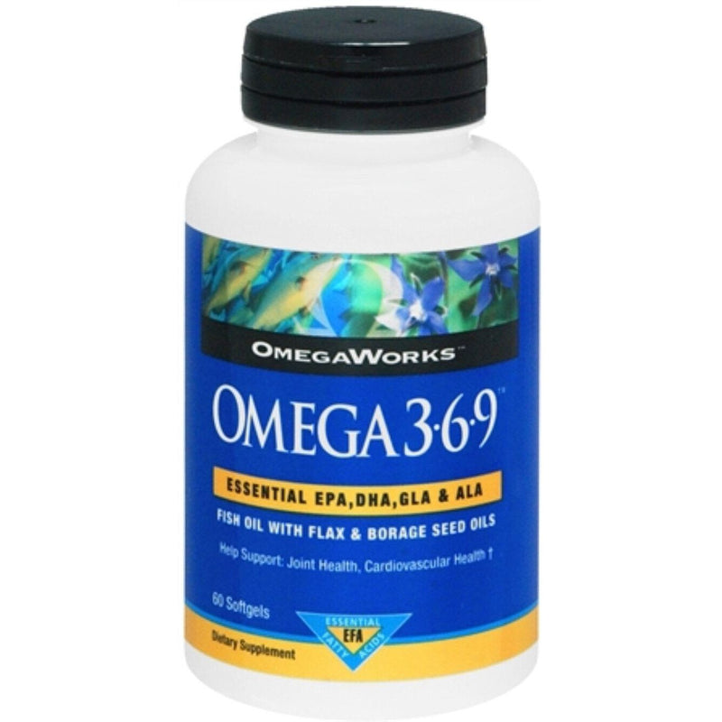 OmegaWorks Nature's Bounty Complete Omega 3-6-9, Heart Health Support, Mercury-Free, 60 Softgels Vitamins & Supplements