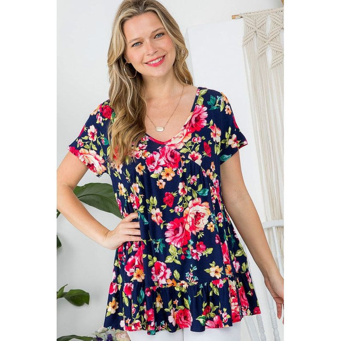 ALLOVER FLORAL PRINT BABYDOLL TOP