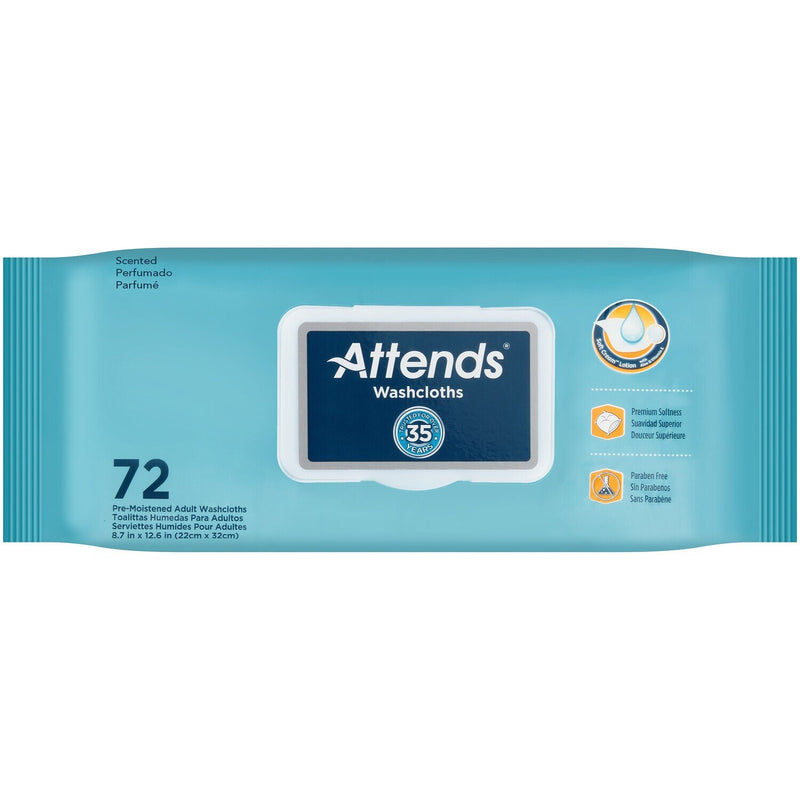 Attends Attends Scented Washcloths - Personal Cleansing Wipes, Case of 864 (12 Packs of 72) Bath & Body