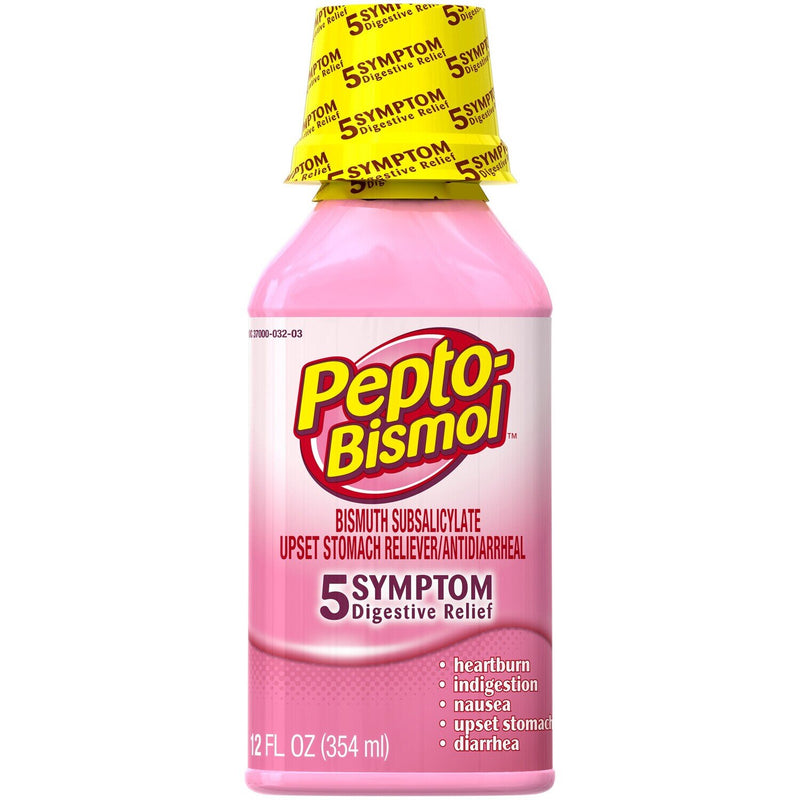 Pepto Bismol Pepto Bismol 5 Symptom Relief Upset Stomach Reliever/Antidiarrheal 12 Fl Oz Health & Beauty