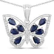 Bids.com 1.67 Carat Genuine Blue Sapphire and White Zircon .925 Sterling Silver Pendant Pendants