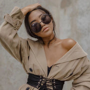 zeroUV Oversize Vintage Inspired Metal Round Circle Sunglasses 8370 Sunglasses
