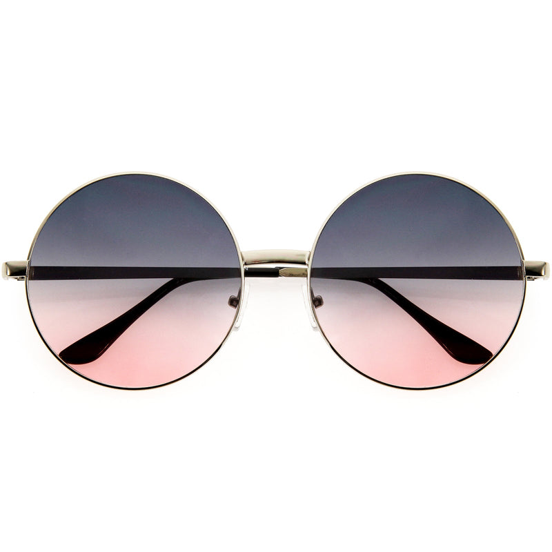 zeroUV Oversize Vintage Inspired Metal Round Circle Sunglasses 8370 Sunglasses