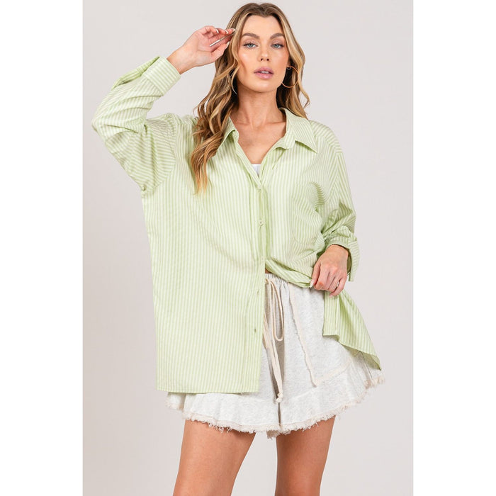 SAGE + FIG Striped Button Up Long Sleeve Shirt