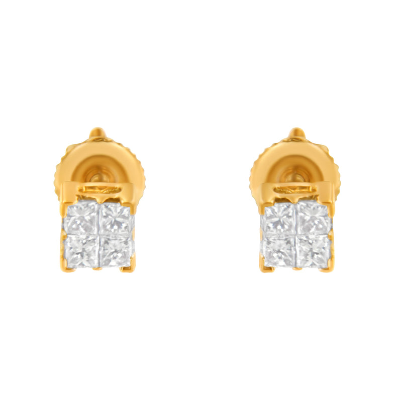 Bids.com 10KT Yellow Gold Princess Diamond Stud Earring (1/4 cttw, J-K Color, I1-I2 Clarity) Earrings