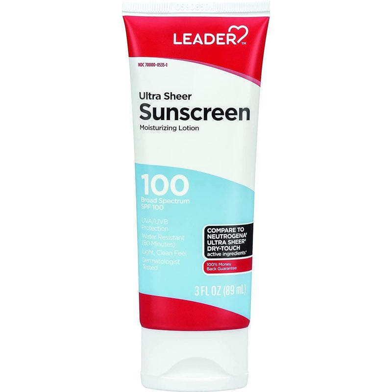 Leader Leader Ultra Sheer Moisturizing Sunscreen Lotion SPF100, 3 Oz Lotion & Moisturizer