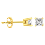 Bids.com 14K Yellow Gold 1/4 Cttw Princess-Cut Square Near Colorless Diamond Classic 4-Prong Solitaire Stud Earrings (H-I Color, I1-I2 Clarity) Earrings