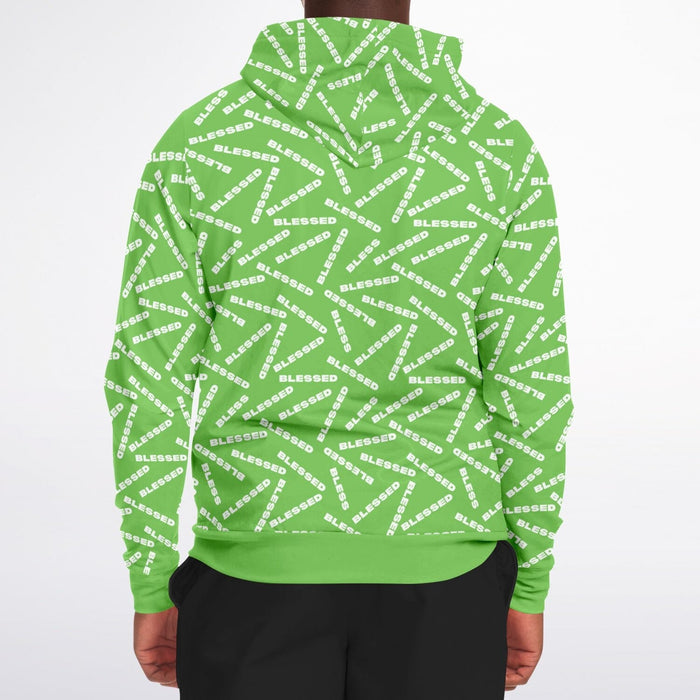 BLESSED Green Fashion Zip-Up Hoodie