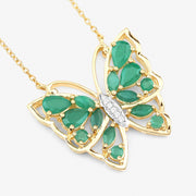 Bids.com 2.60 Carat Genuine Emerald and White Zircon .925 Sterling Silver Necklace Necklaces