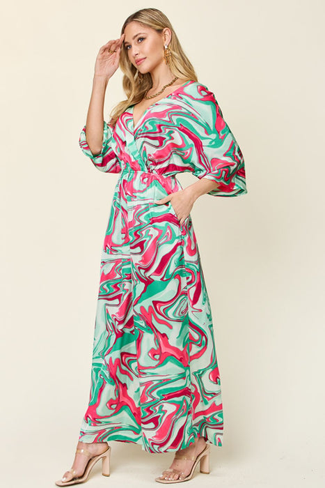 Double Take Half Sleeve Wide Leg Jumpsuit