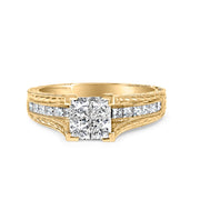 Bids.com 14K Yellow Gold 1.0 Cttw Princess Composite Diamond Engagement Ring (G-H Color, VS1-VS2 Clarity) - Size 7 Rings