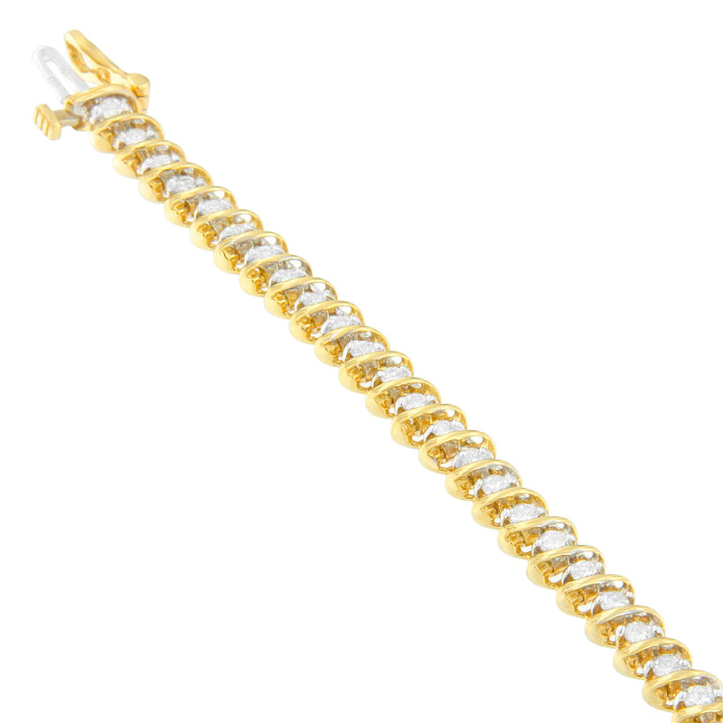 Bids.com 18K Yellow Gold Round Cut Diamond Spiral Link Bracelet (2.00 cttw, I-J Color, I1-I2 Clarity) Bracelets