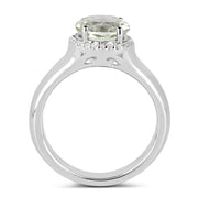 Bids.com 1.87 Carat Genuine Green Amethyst and White Topaz .925 Sterling Silver Ring Rings