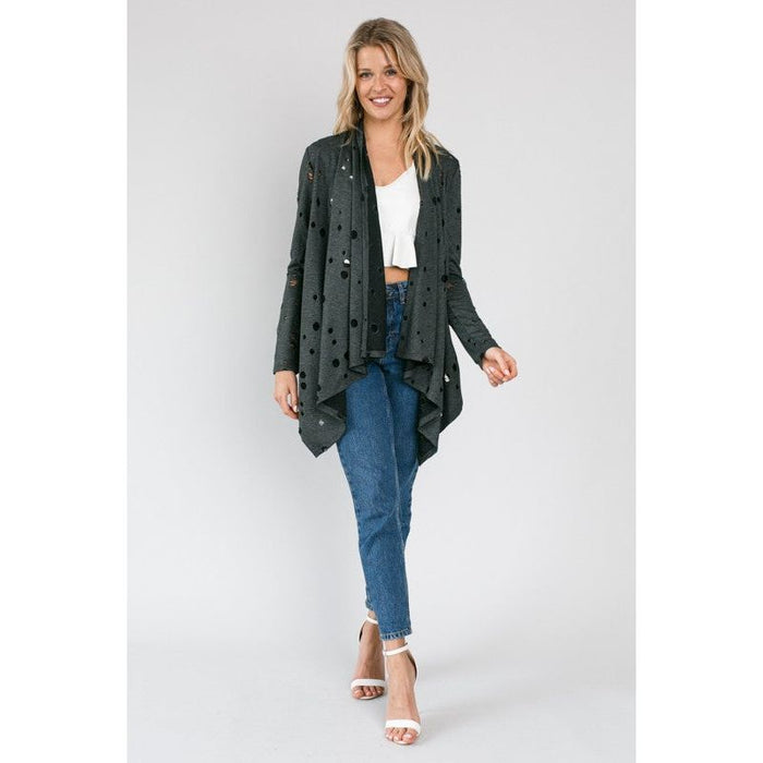 Plus Distressed Cascade Cardigan