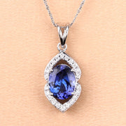 Bids.com 2.44 Carat Genuine Tanzanite and White Diamond 14K White Gold Pendant Pendants