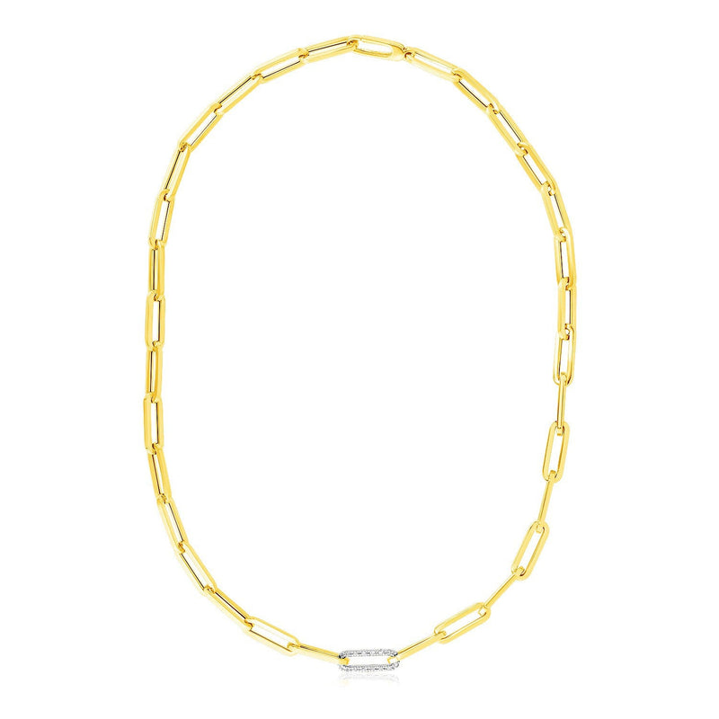 Bids.com 14k Yellow Gold Paperclip Chain Necklace with Diamond Link Necklaces