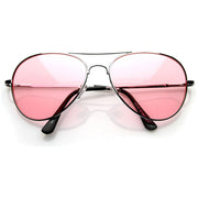 zeroUV Retro Metal Color Tinted Lens Aviator Sunglasses 8405 59mm Sunglasses
