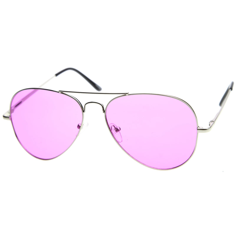 zeroUV Retro Metal Color Tinted Lens Aviator Sunglasses 8405 59mm Sunglasses