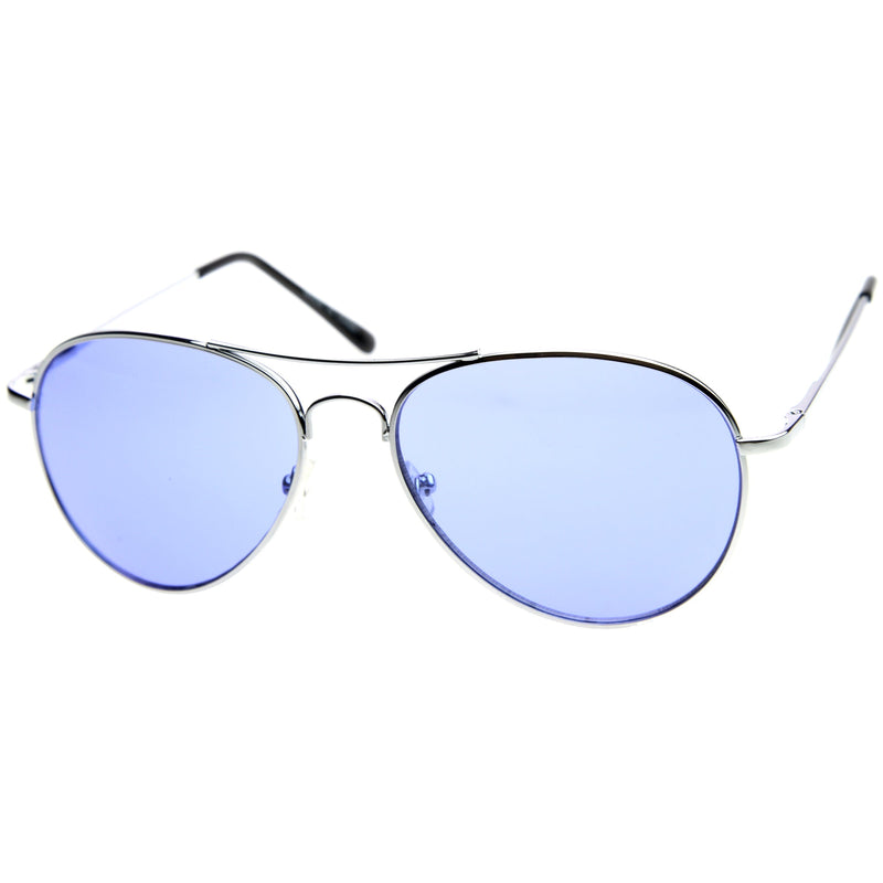 zeroUV Retro Metal Color Tinted Lens Aviator Sunglasses 8405 59mm Sunglasses